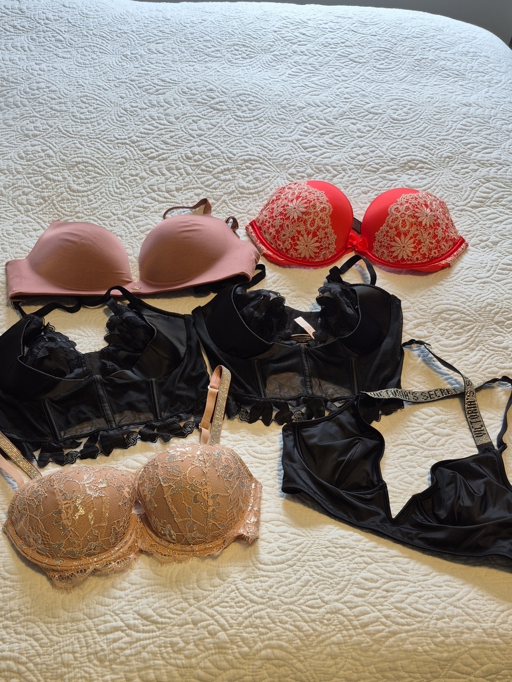 Victoria's Secret Mixed Bra Set – Black, Pink, Coral, Nude